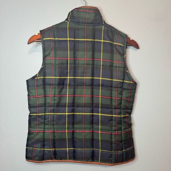 Lauren Ralph Lauren Equestrian Polo Plaid Tartan Quilted Vest w/ Leather Trim S - Picture 8 of 13